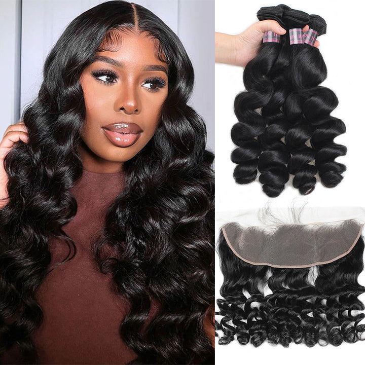 Loose Wave Hairstyle With Peruvian Hair Bundles and Lace Frontal From Ishow Hair