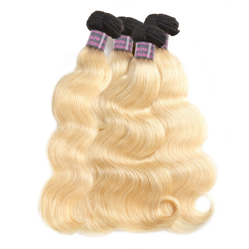 Ishow T1B/613 Blonde Body Wave Hair Bundles, Soft and Shiny Texture