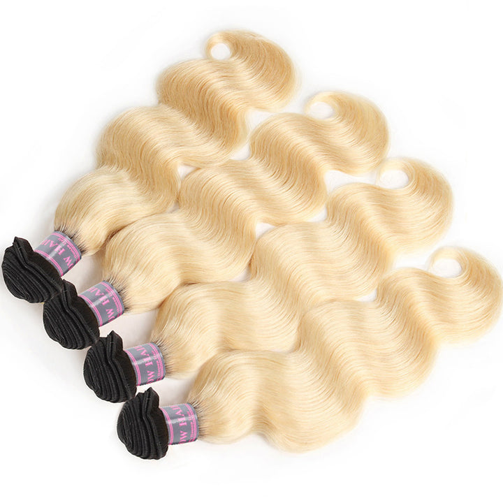 T1B/613 Blonde Body Wave Bundles, 100% Human Hair, Silky Texture and Mild Wave Pattern