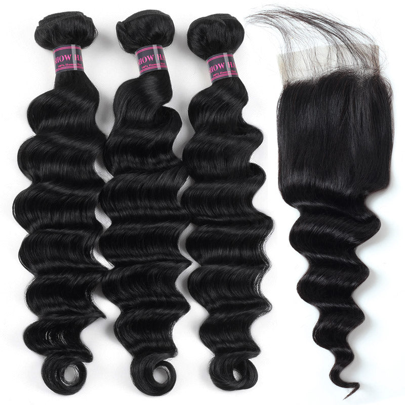 Body Wave Jet Black Hair Bundles With Matching 4X4 Lace Closure for Versatile Styling