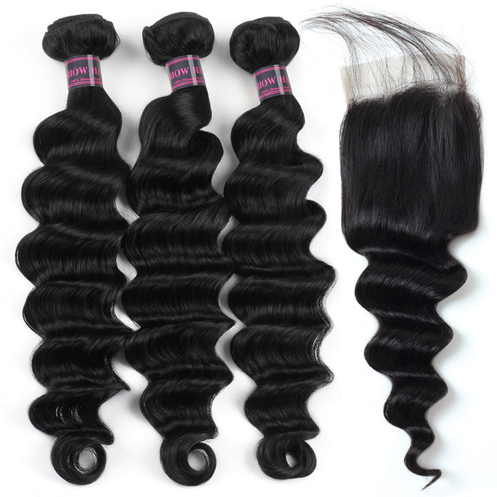 Body Wave Jet Black Hair Bundles With Matching 4X4 Lace Closure for Versatile Styling