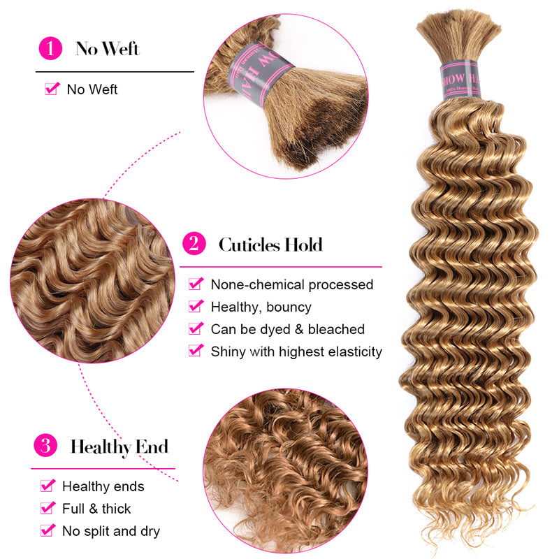 Ishow Bulk Human Hair Deep Wave, 50G, Healthy Ends, No Shedding, 12-28 Inch