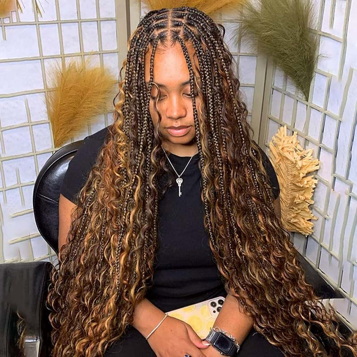 Honey Blonde Highlight Deep Wave Extensions