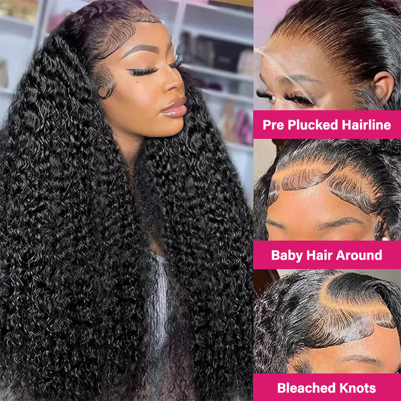 Voluminous Kinky Curly Lace Front Wig With Natural Black Color and Pre-Plucked Hairline