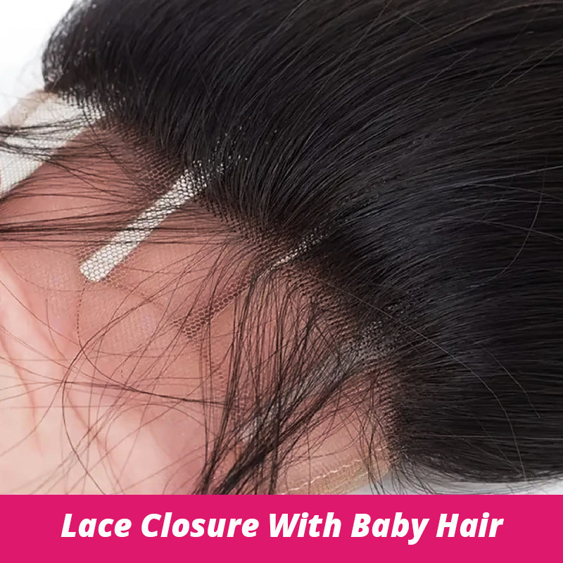 Ishow Hair Lace Closure With Baby Hair, Human Hair Weave