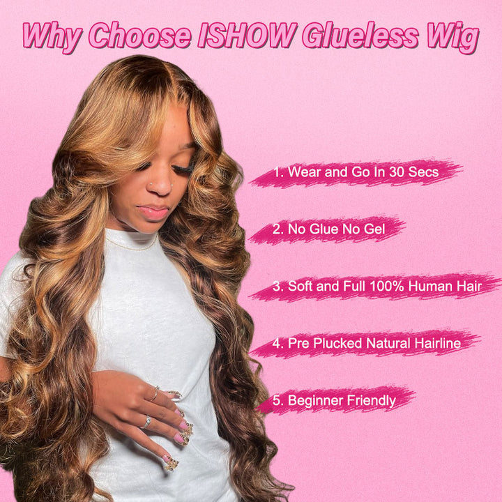 P4/27 Honey Blonde Highlights Glueless Lace Front Wig Model