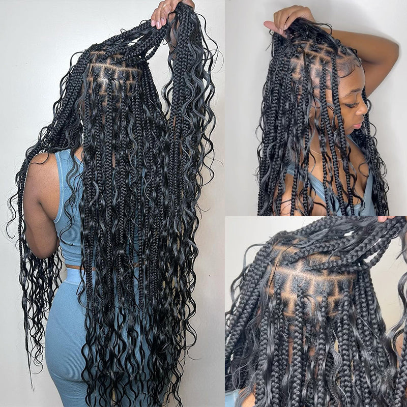Long Curly Braids Hairstyle On Natural Black Hair, Showcasing Hair Extensions