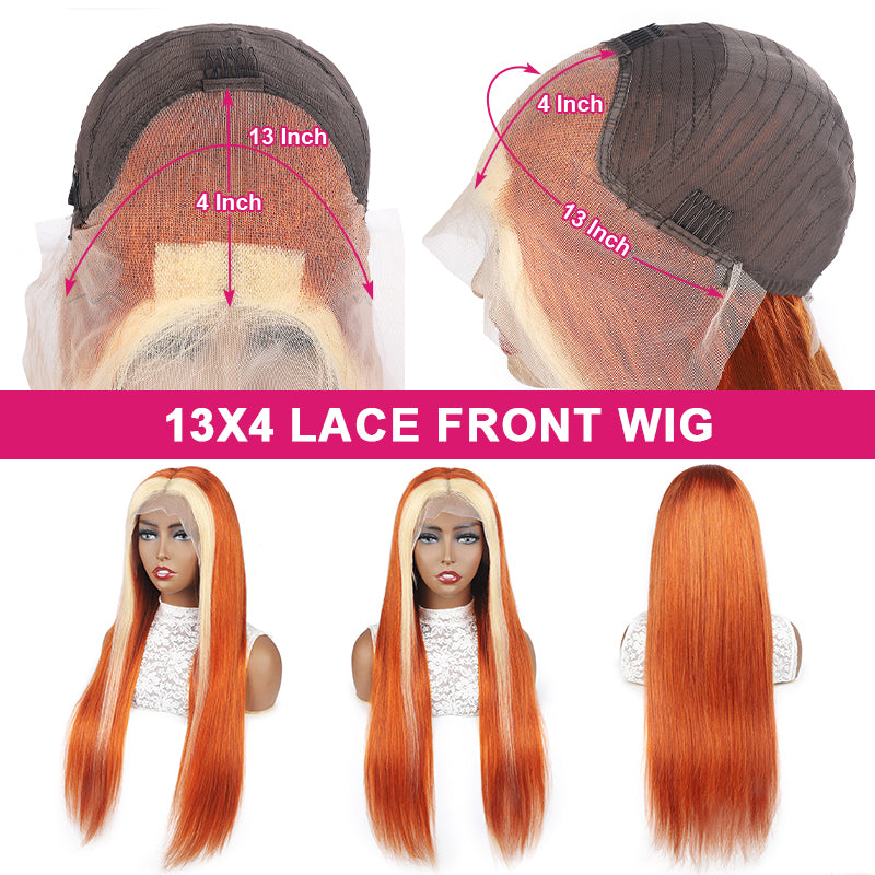 Ginger Wig 13x4 Blonde Human Hair Wigs Straight Hair Lace Front Wigs With Baby Hair