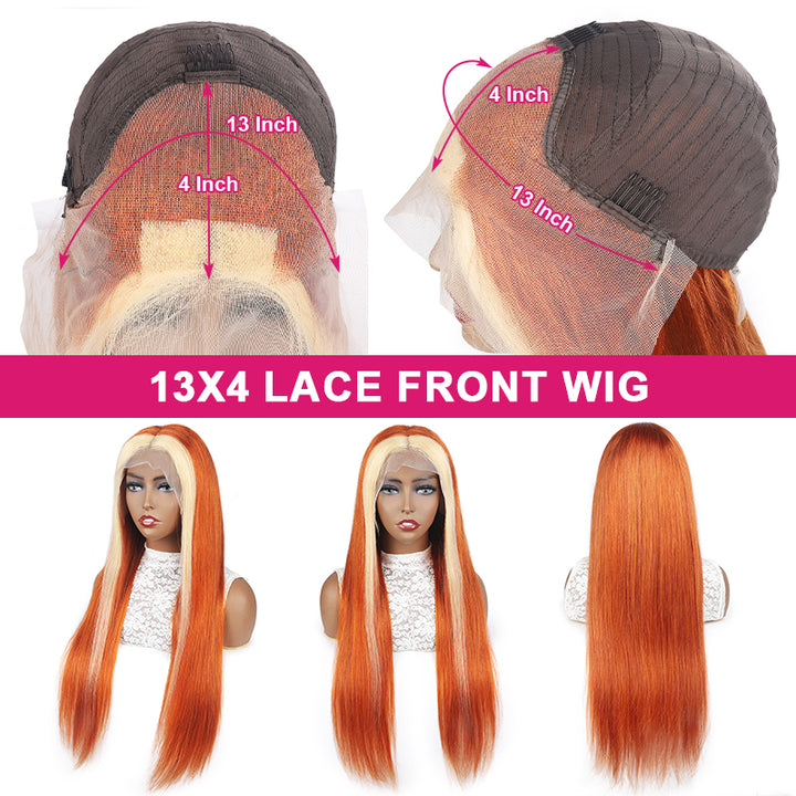 Ginger Wig 13x4 Blonde Human Hair Wigs Straight Hair Lace Front Wigs With Baby Hair