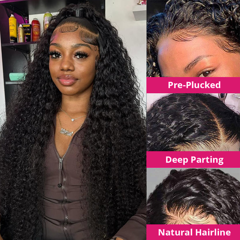 Deep Curly 13x4 Lace Front Wig HD Human Hair Lace Wigs Indian Hair Wigs With Baby Hair