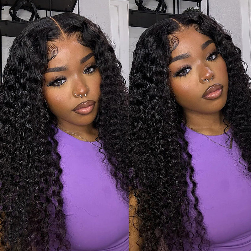 Woman Showcasing Voluminous Malaysian Curly Hair Bundles With Lace Frontal