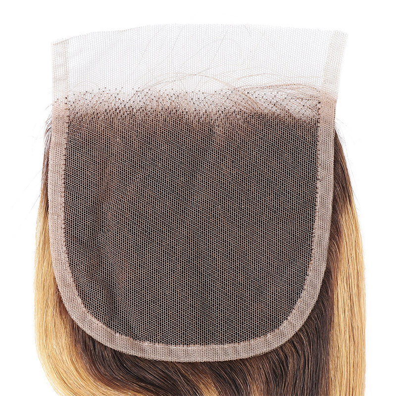Ishow P4/27 Highlight Lace Closure, Blonde and Brown Highlights