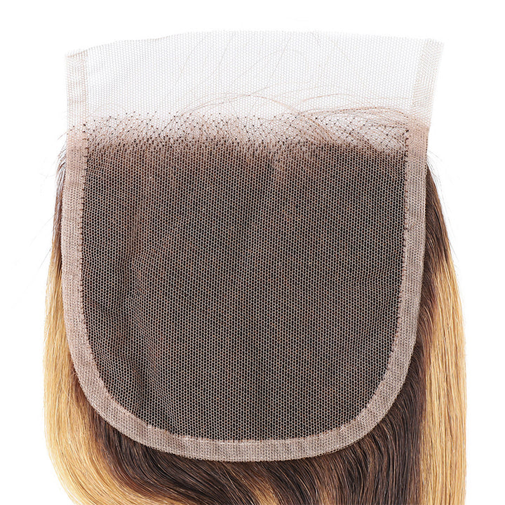 Ishow P4/27 Highlight Lace Closure, Blonde and Brown Highlights