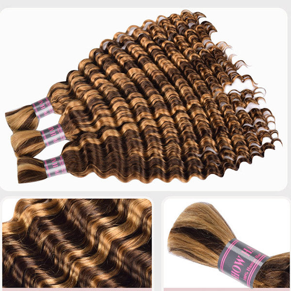 P4/27 Deep Wave Hair Bulk - Ishow Hair
