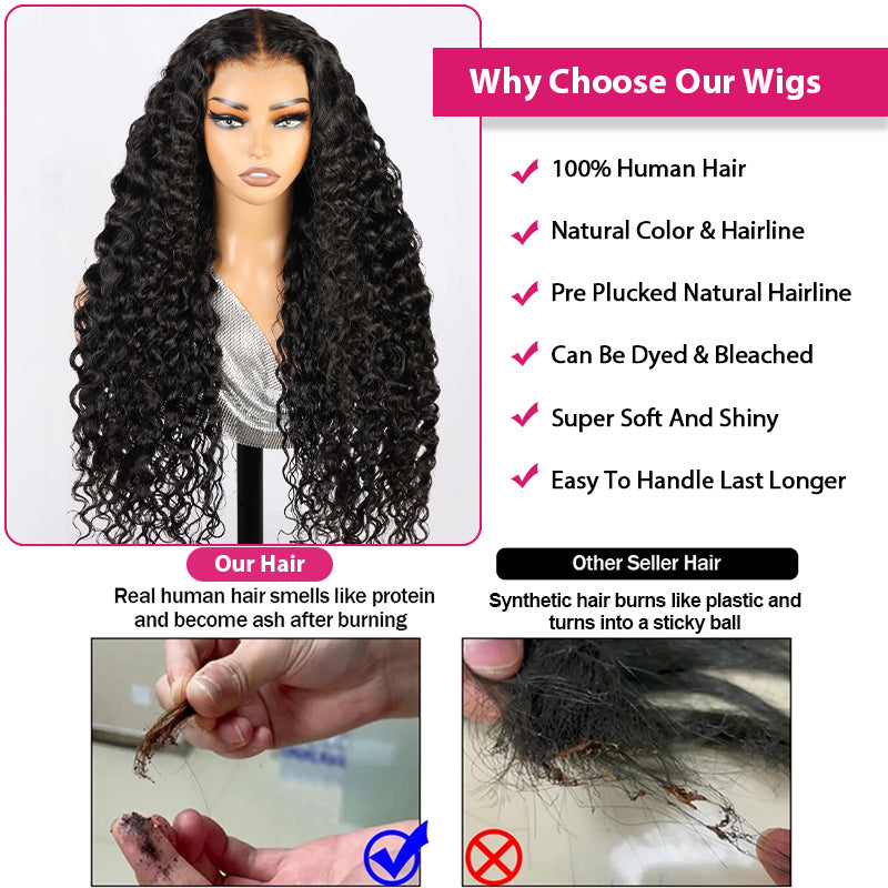 Water Wave Lace Front Wigs Real Swiss HD Lace Wigs 30 Inch Long Human Hair Undetectable Lace Wigs