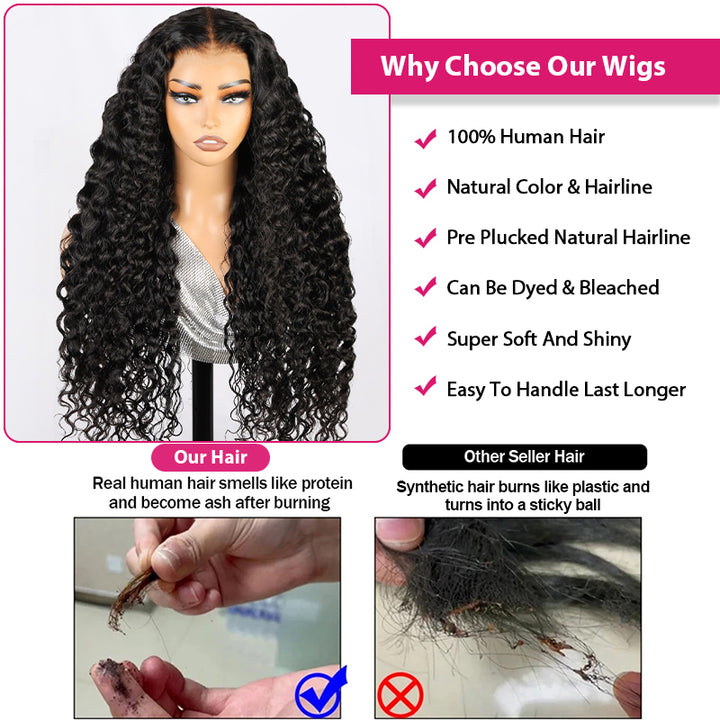 Water Wave Lace Front Wigs Real Swiss HD Lace Wigs 30 Inch Long Human Hair Undetectable Lace Wigs