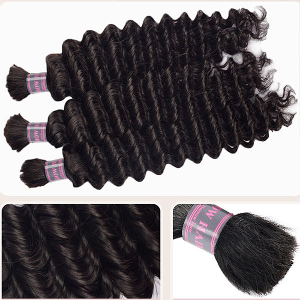 Ishow Hair Deep Wave Black Human Hair Bulk