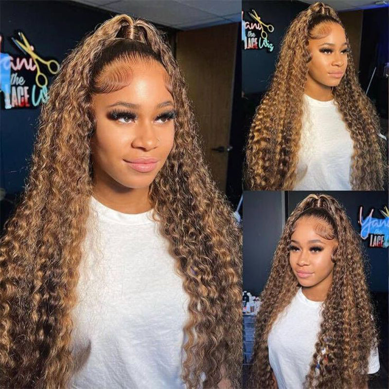 Peruvian P4/27 Honey Blonde Color Deep Wave Human Hair Wigs - IshowHair