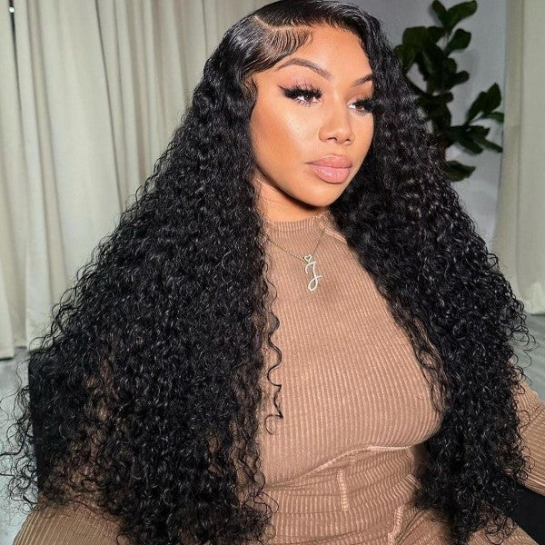 Close-up of Ishow Beauty human hair wig with lifelike invisible knots offering a natural hairline appearance.
