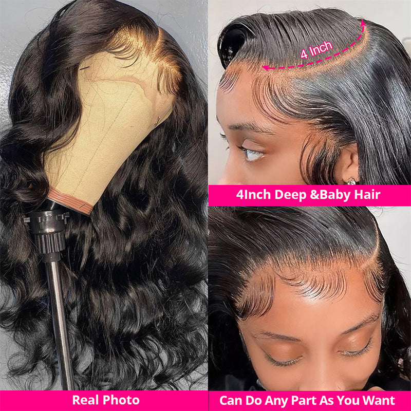 Ishow Body Wave Wig, 4-Inch Deep Part, HD Lace, Baby Hair