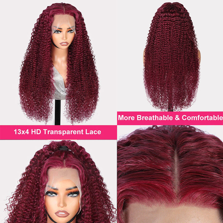 Products 99J Burgundy Lace Wig Curly 13x4 Frontal Lace Wigs Pre Plucked Human Hair Wigs