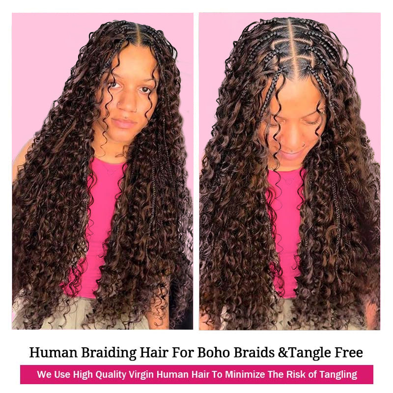 Ishow #4 Brown Deep Wave Hair for Boho Braids