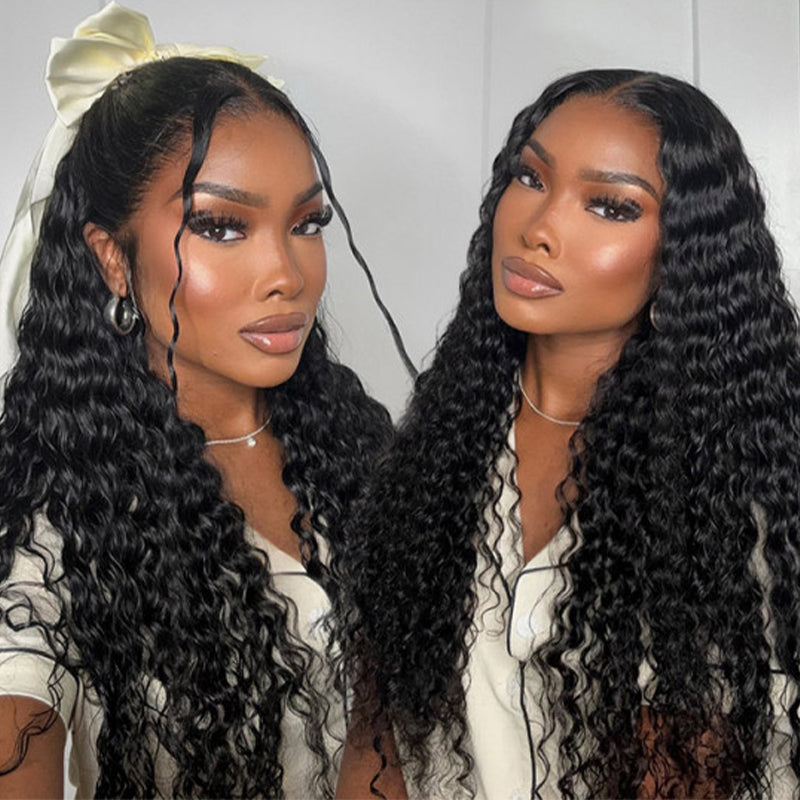 Styled Deep Wave 100% Virgin Human Hair On Model Highlighting Texture and Volume