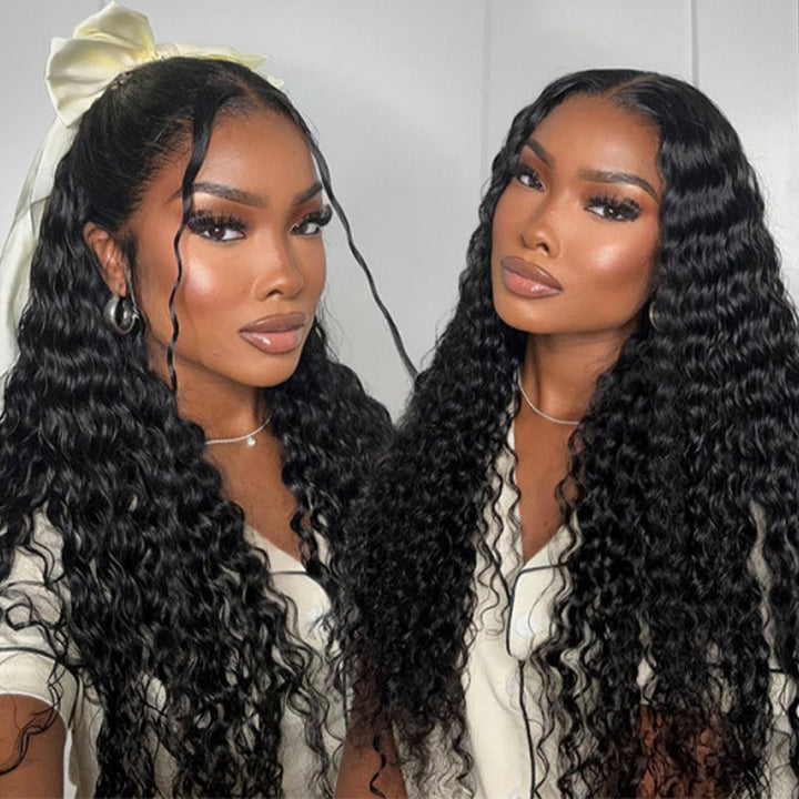 Styled Deep Wave 100% Virgin Human Hair On Model Highlighting Texture and Volume
