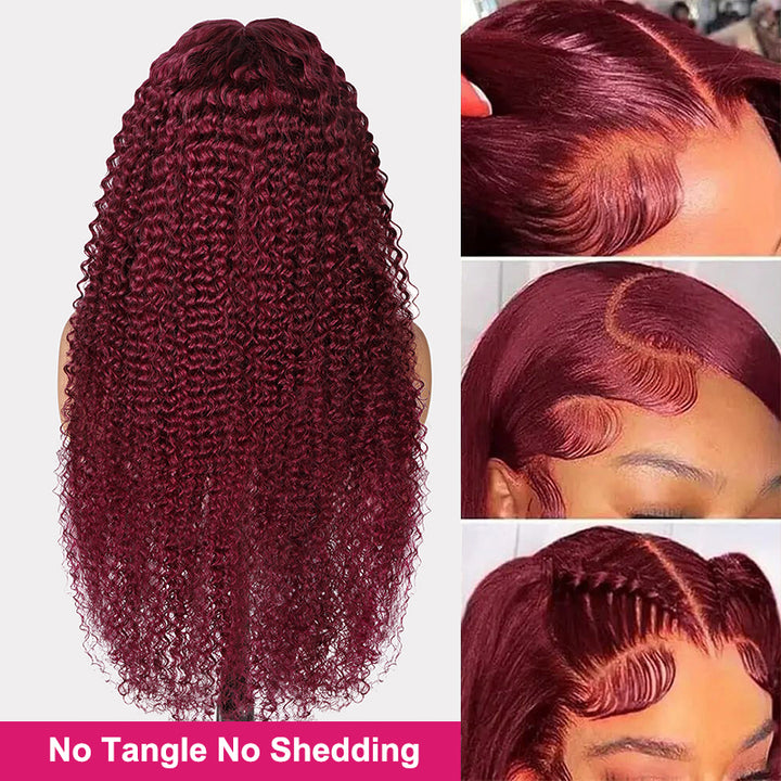 Products 99J Burgundy Lace Wig Curly 13x4 Frontal Lace Wigs Pre Plucked Human Hair Wigs