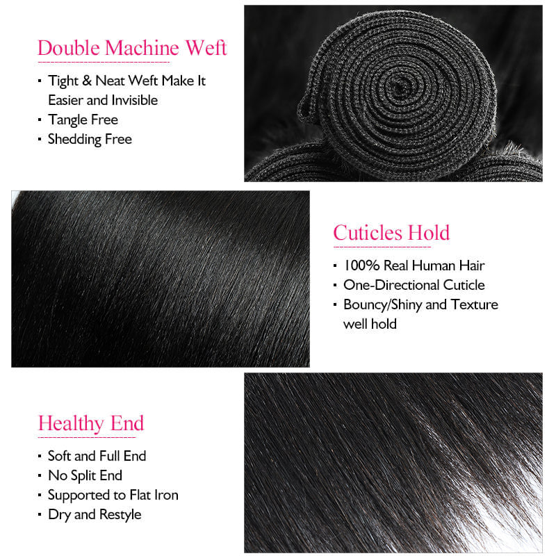 Ishow Yaki Straight Hair Bundles - Detailed Hair Texture and Quality Features