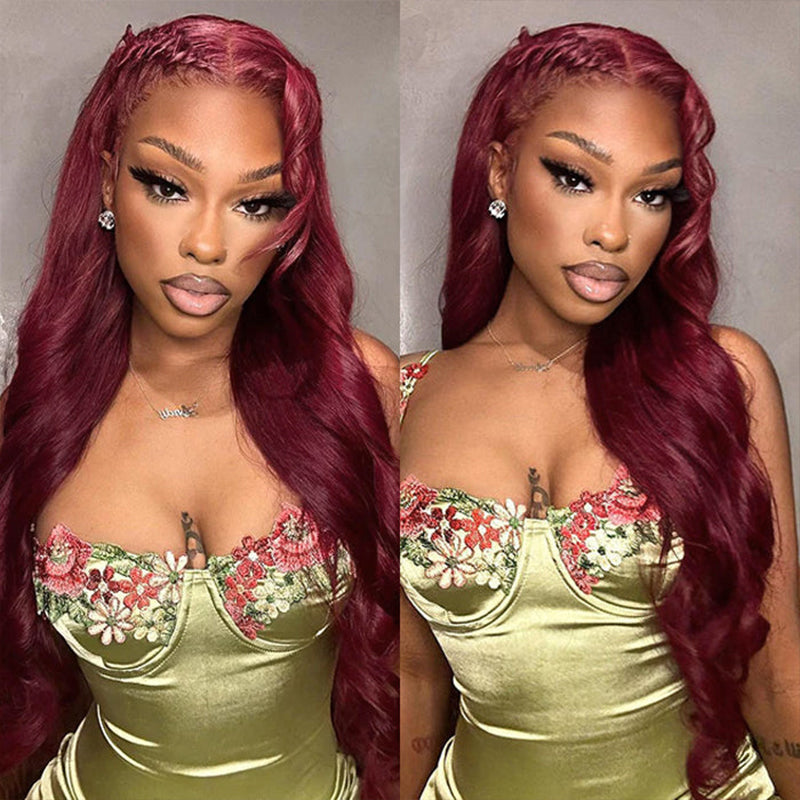 Burgundy Wigs 13x4 Body Wave Colored Lace Front Wigs 250% Density Human Hair Wigs