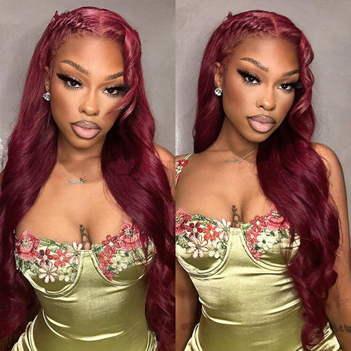 Burgundy Wigs 13x4 Body Wave Colored Lace Front Wigs 250% Density Human Hair Wigs
