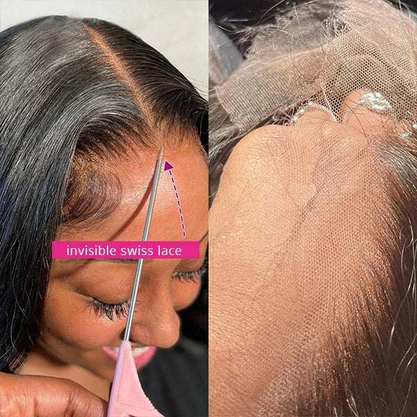 Stylist Demonstrating Invisible Swiss Lace On a Body Wave Wig for a Natural Look