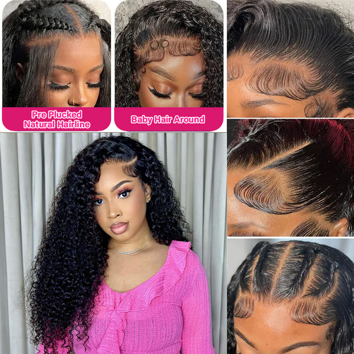 Close-Up of Curly Lace Front Wig Showing Undetectable HD Lace and Natural Hairline