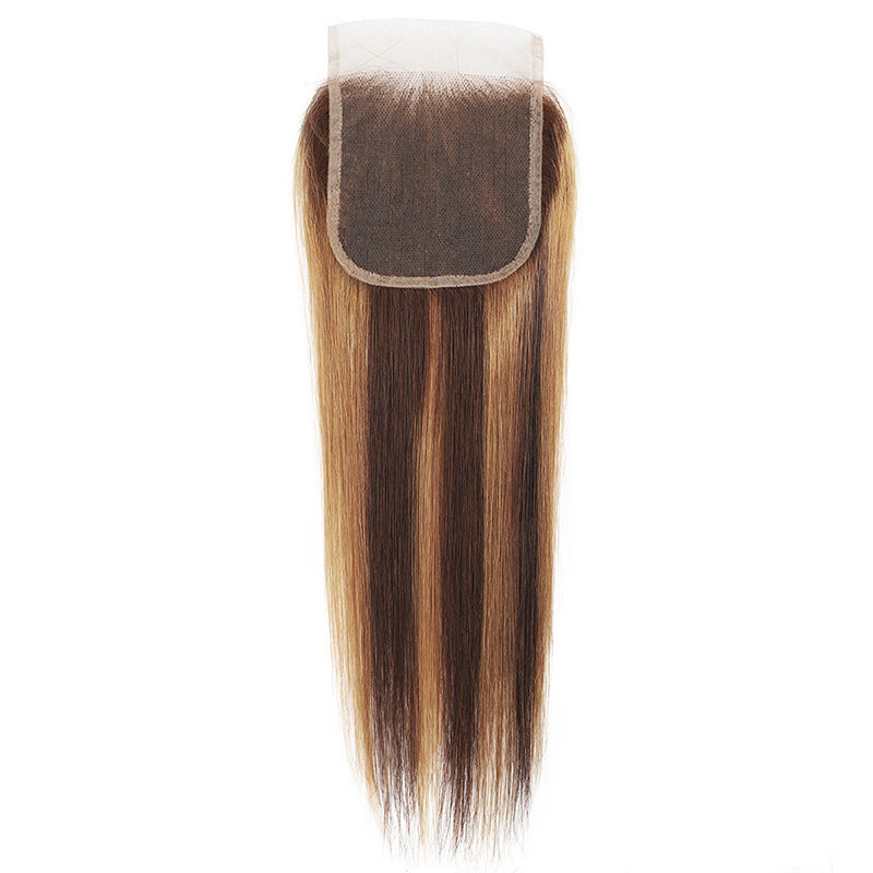 P4/27 Highlight Lace Closure With Brown and Blonde Highlights
