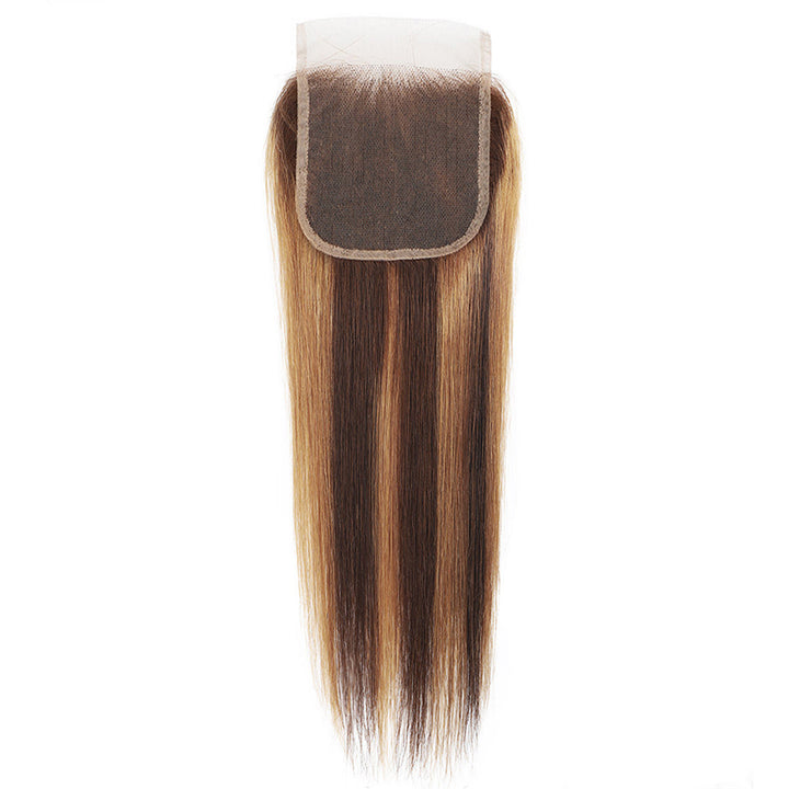 P4/27 Highlight Lace Closure With Brown and Blonde Highlights