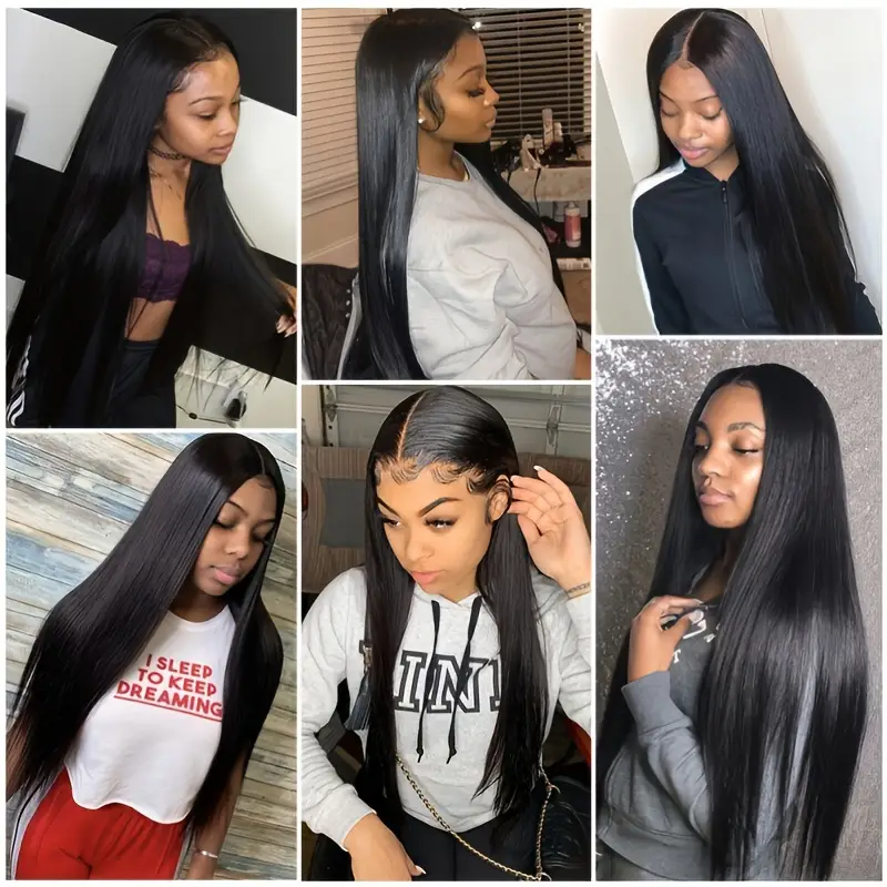 Models Showcasing Sleek Straight Natural Black Human Hair Wigs With Smooth Texture
