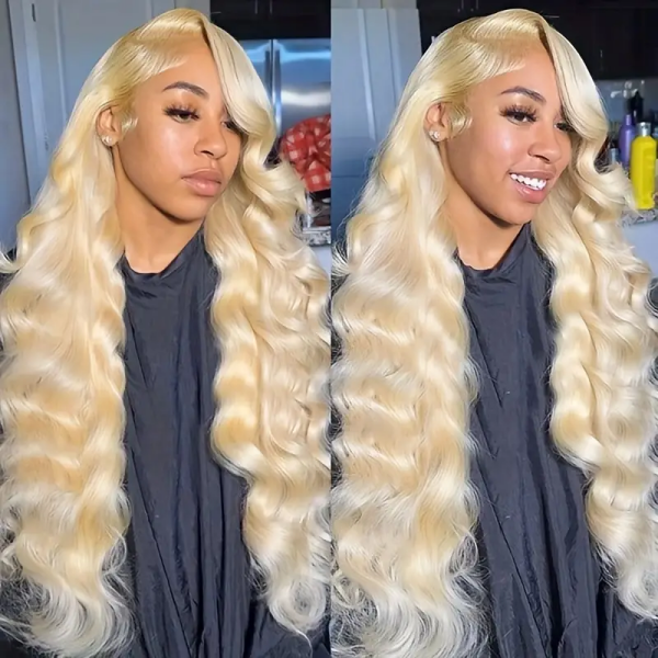 613 Blonde Wig Body Wave Human Hair Wigs 4x4 Lace Closure Wig With Natural Hairline