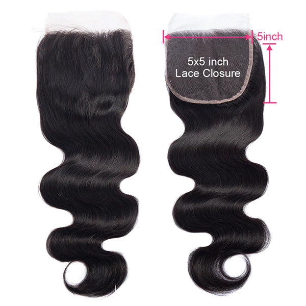 5X5 Lace Closure With Brazilian Body Wave Hair Texture and Smooth Finish