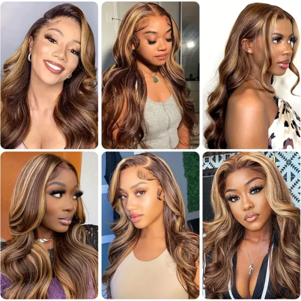 Models Flaunting P4/27 Honey Blonde Body Wave Hairstyles With Soft Waves and Volume