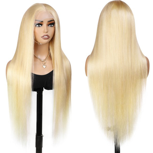 613 Blonde Straight Lace Front Wig On Mannequin With a Natural Look and Sleek Finish