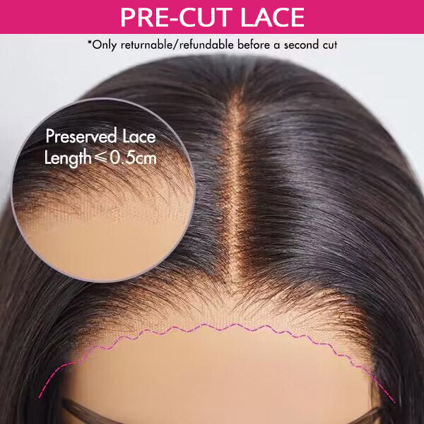 Close-Up of Pre-Cut Lace Detail On a Lace Front Wig With Preserved Lace Edge
