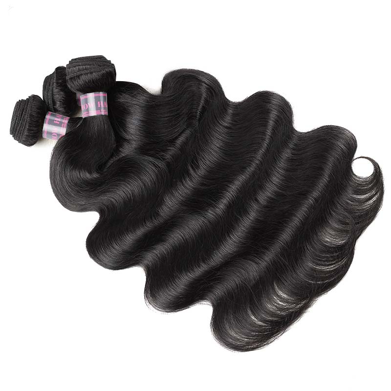 Three Bundles of Body Wave Brazilian Human Hair, Soft and Shiny With No Split Ends