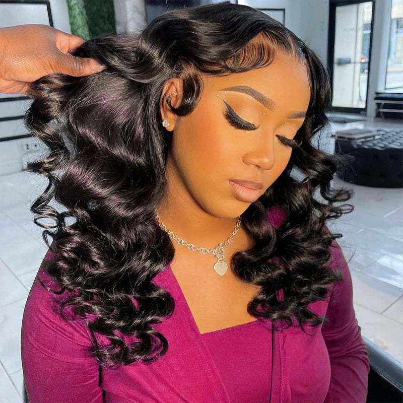 Ishow Loose Deep Wave Wig On a Model, Perfect Hairline