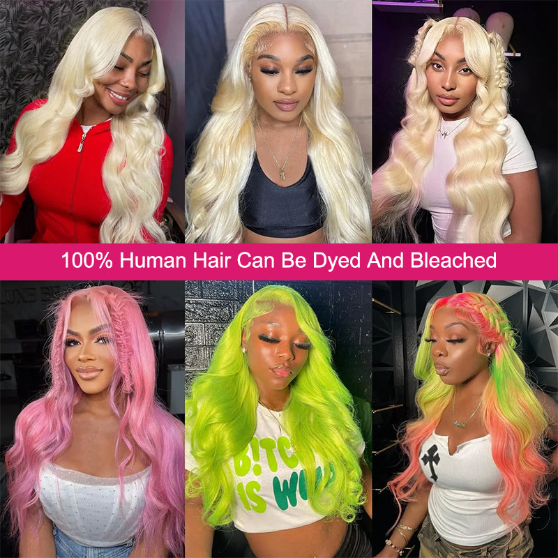 Collage of Models in Various Wigs, Featuring Blonde and Vibrant Colors With Styling Options