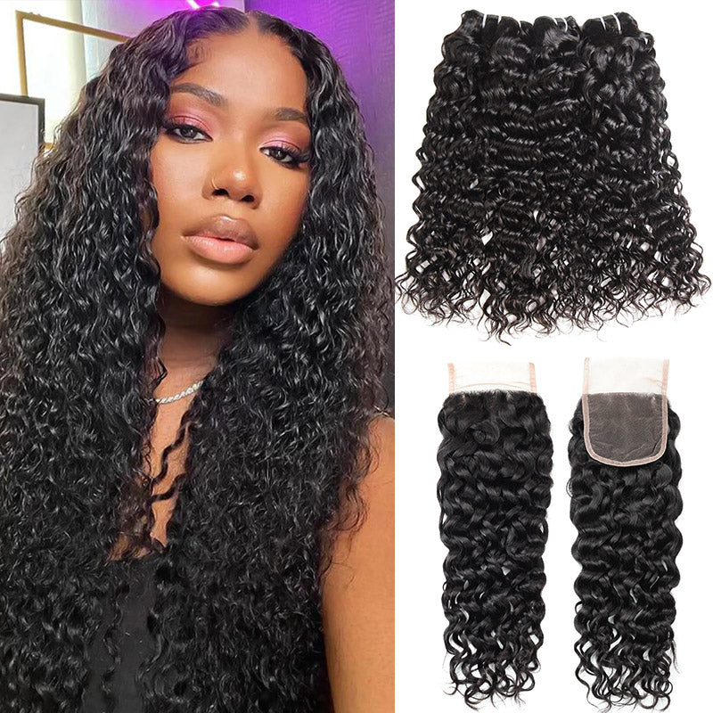 Loose Deep Wave Hairstyle Model With 12a Grade Human Hair Bundles and Lace Closure