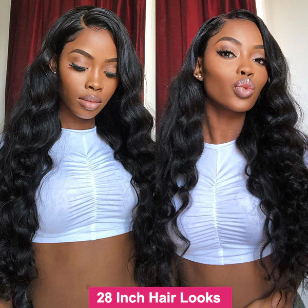 28-Inch Loose Deep Wave Hair Showcased By a Woman in a Cropped Top, Glossy Finish
