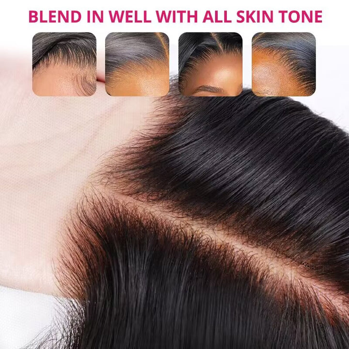 HD Lace Wig Close-Up Demonstrating Natural Blend With Various Skin Tones