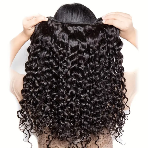 Natural Black Water Wave Hair Bundles With Defined, Soft Curls