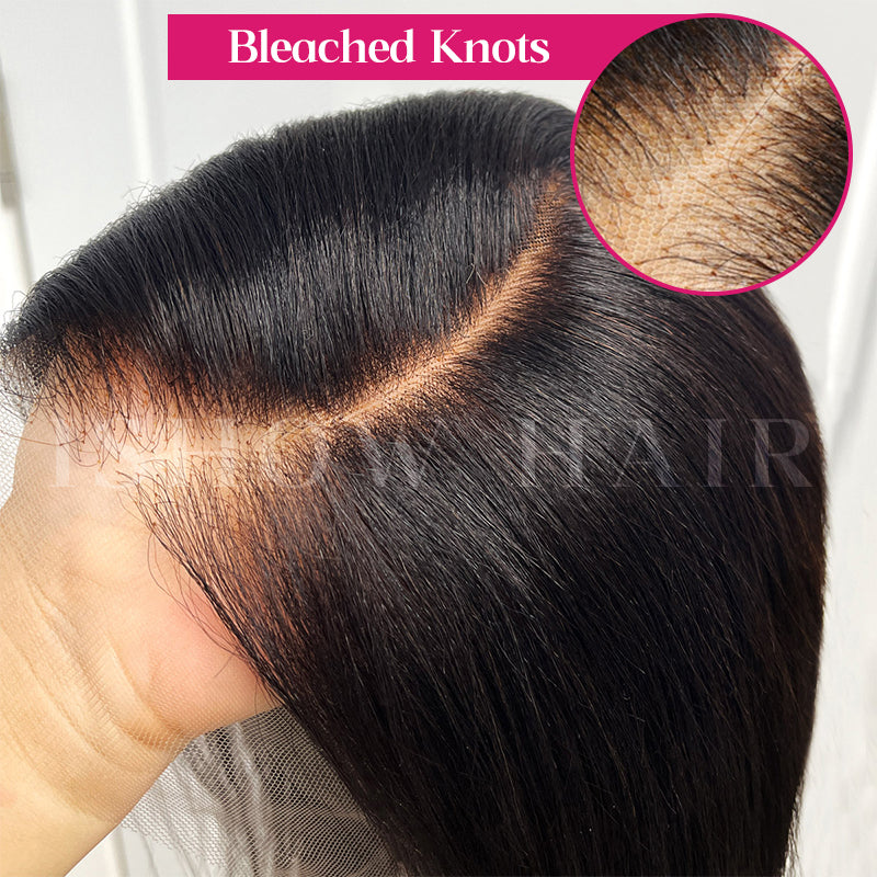 Ishow Yaki Straight Wig: Close-Up of Bleached Knots and Natural Hairline
